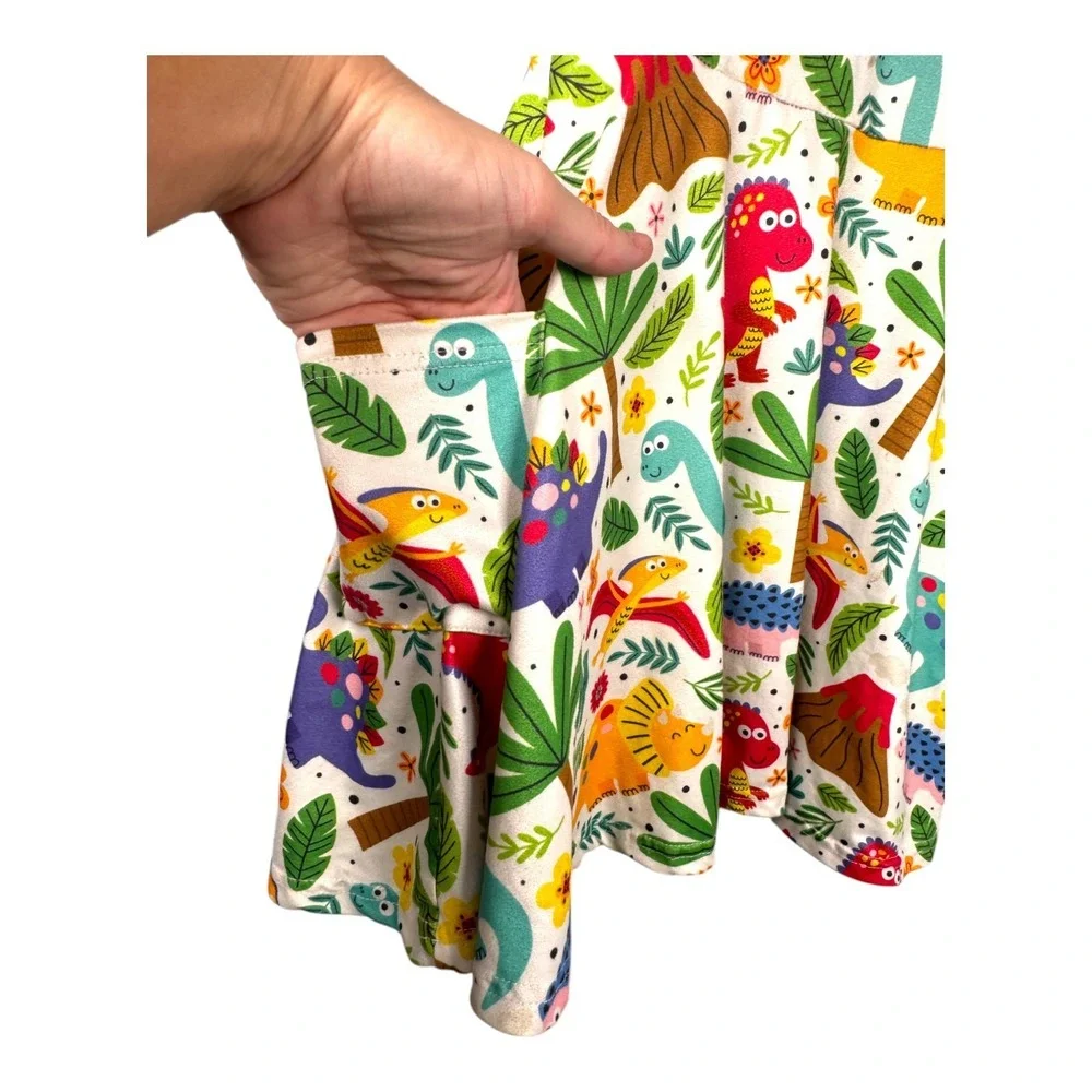 Marie Nicole Girls Dress Lot of 2‎ Sz Lg/4 Spring Summer Multicolor Rooster Dino